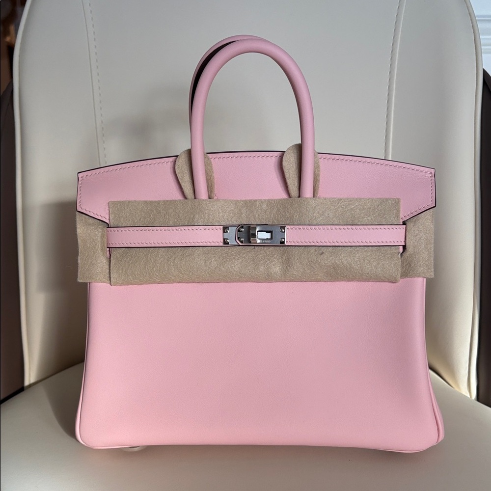 Brand new Birkin 25 rose Sakura palladium hardware k stamp